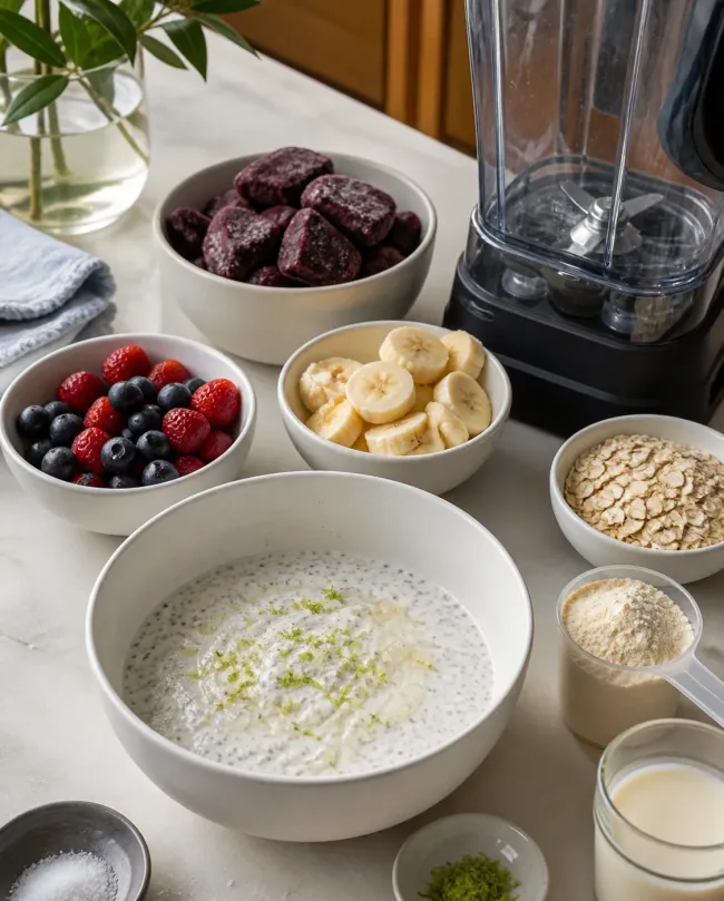 Hydrate chia and organize the base
