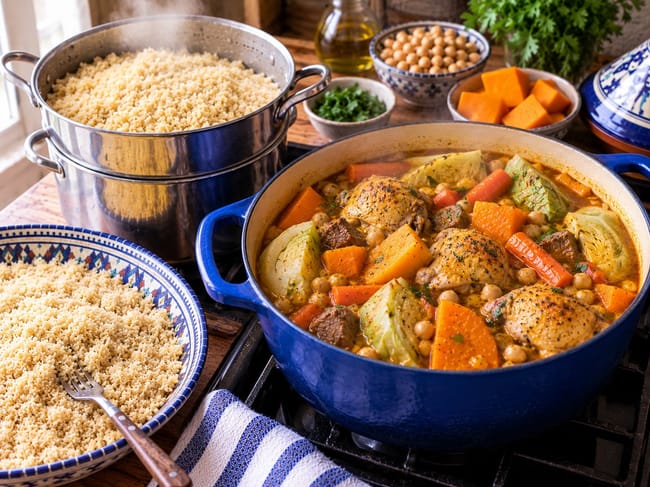 Add Chicken, Cabbage, Pumpkin, and Chickpeas