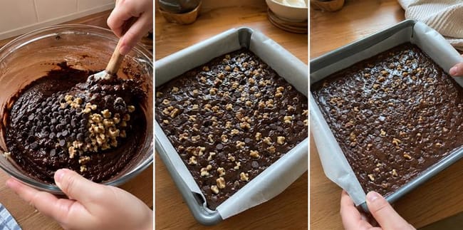 Add chocolate, walnuts and zucchini