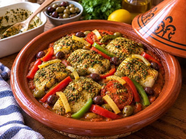 Add Fish, Peppers, Olives & Lemon
