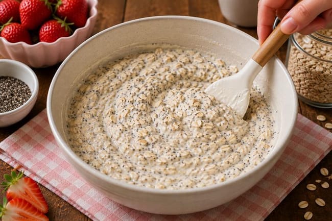 Add the oats and chia seeds