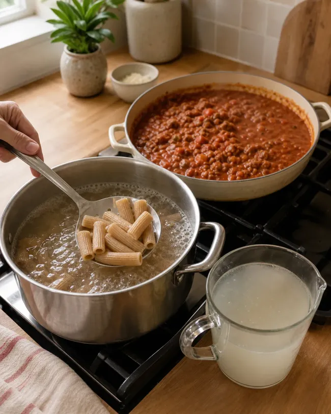 Cook the Ziti and Reserve Starchy Water