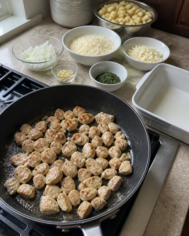 Organize the Ingredients and Brown the Chicken