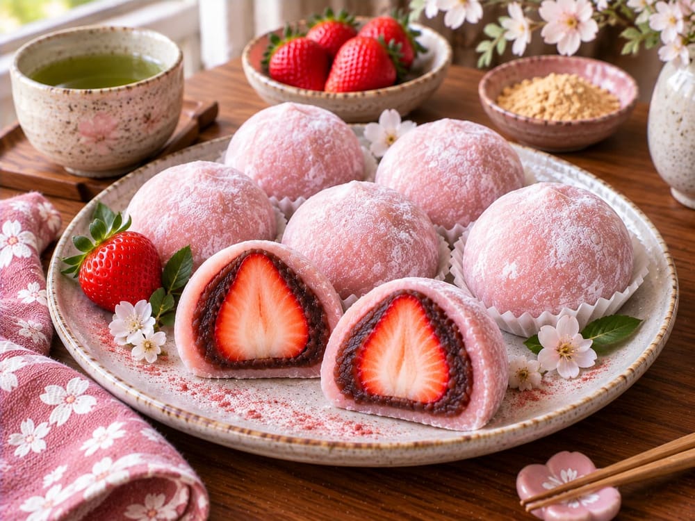 Balanced Ichigo Daifuku with Date-Sweetened Anko