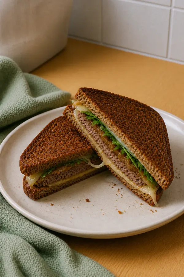 🍔 Balanced Patty Melt on Toasted Whole Grain Rye