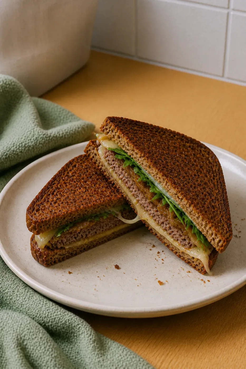 Balanced Patty Melt on Toasted Whole Grain Rye