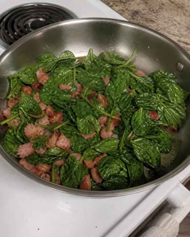 Wilt the Spinach Without Creating Excess Liquid
