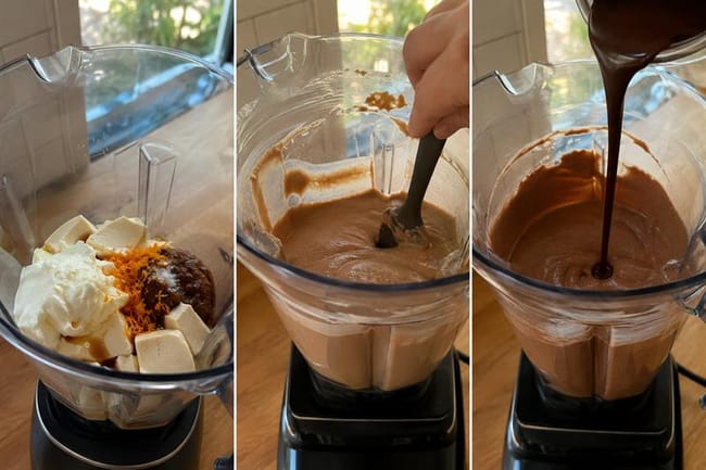 Blend the chocolate base until satin-smooth