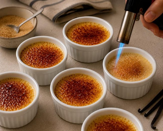Caramelize with a torch