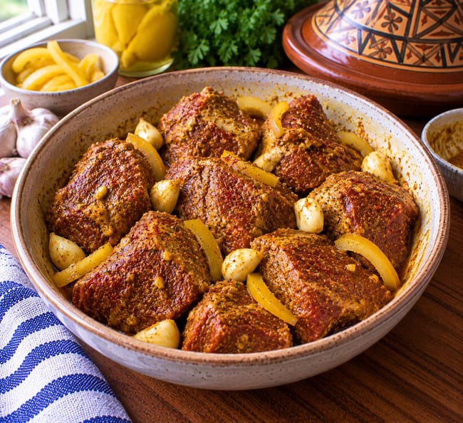 Coat the Beef & Marinate Briefly