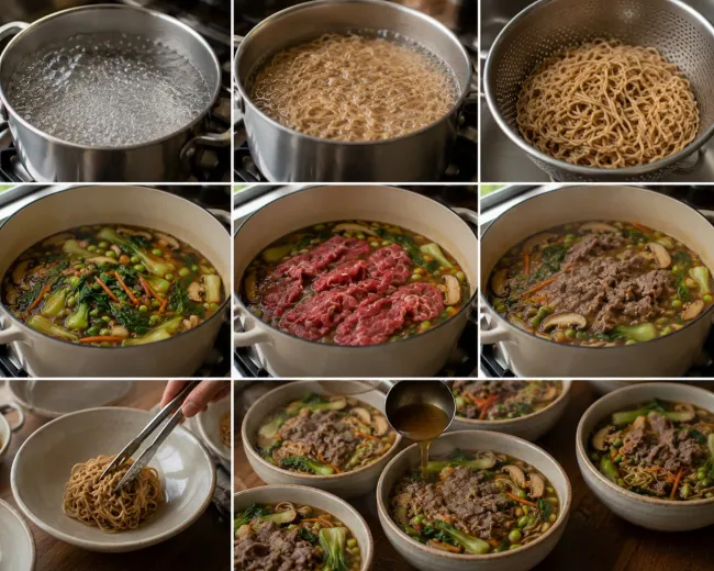 Cook the Noodles & Beef