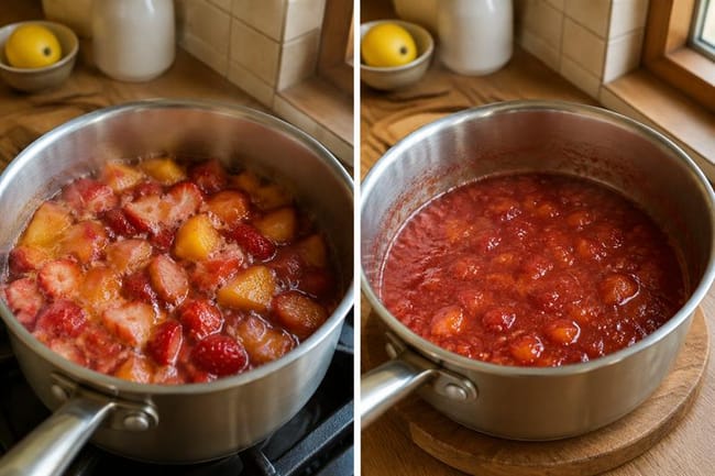 Cook the Strawberry-Peach Fruit Base