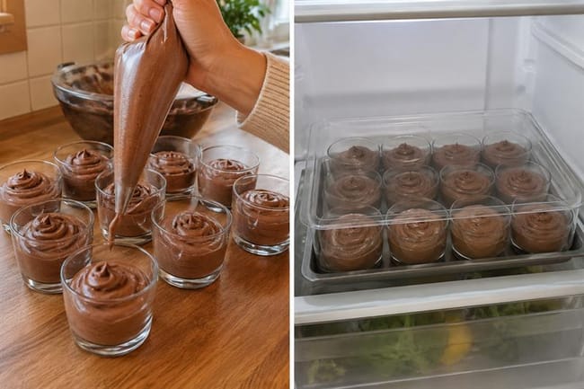 Fill exactly ten dessert cups