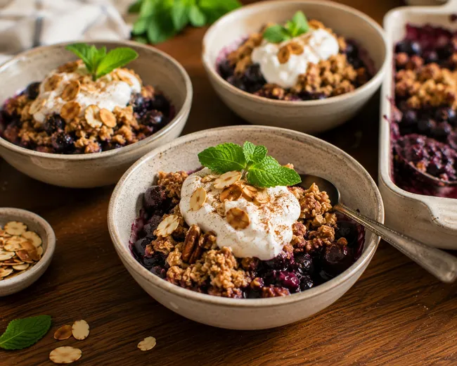 Garnish the Blueberry Crumble