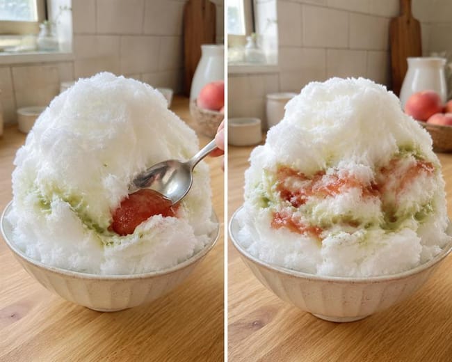 Layer the Fruit Sauce and Matcha Milk Through the Ice