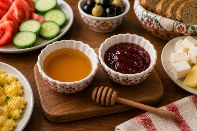 Measure the honey and jam