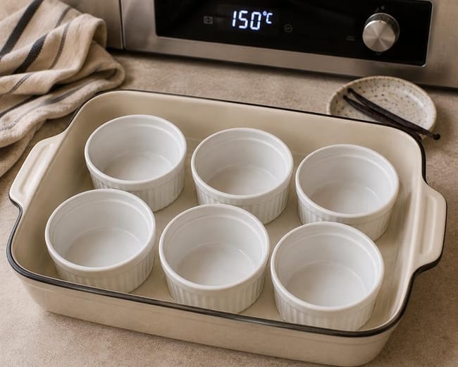 Preheat the oven and prepare the water bath