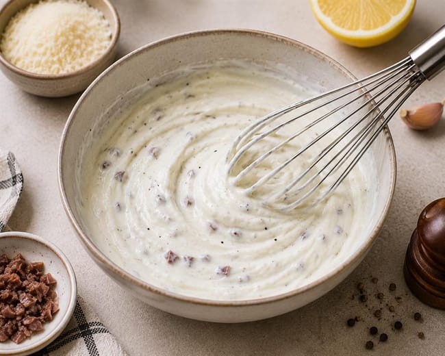 Prepare the Caesar dressing