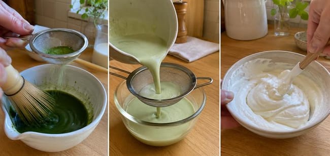 Prepare the Matcha Milk and Vanilla Yogurt Cloud
