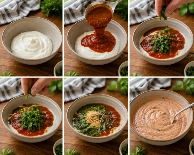 Prepare the Yogurt Marinara Dip