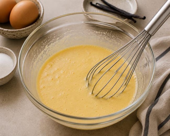 Whisk the eggs and sugar