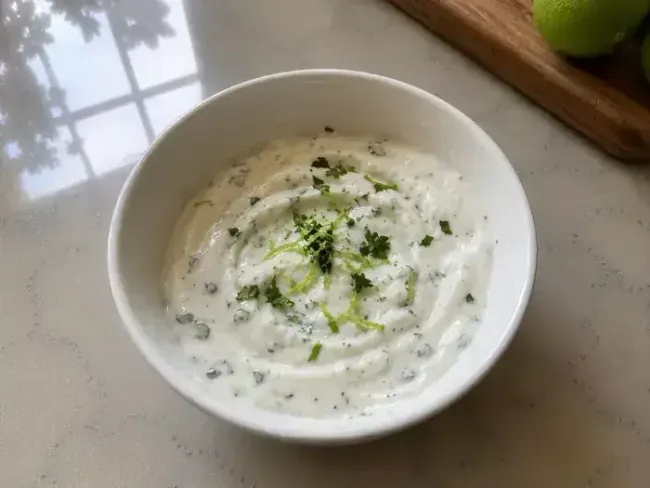 Prepare the Greek Yogurt Lime Crema